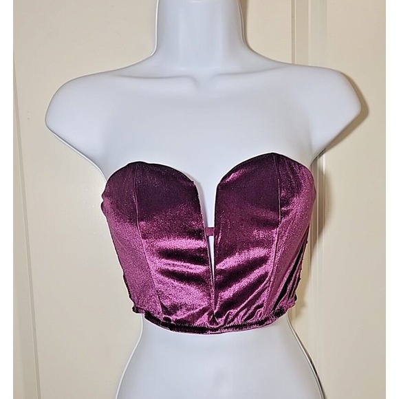 Victoria's Secret Other - VICTORIA'S SECRET 2016 Dream Angels Plum Lace‎ Velvet Corset Bra Bustier M